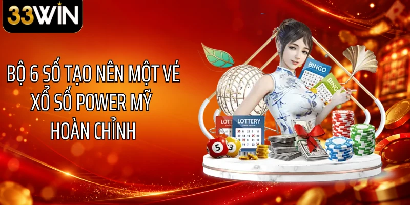 Bộ 6 số tạo nên một vé xổ số Power Mỹ hoàn chỉnh